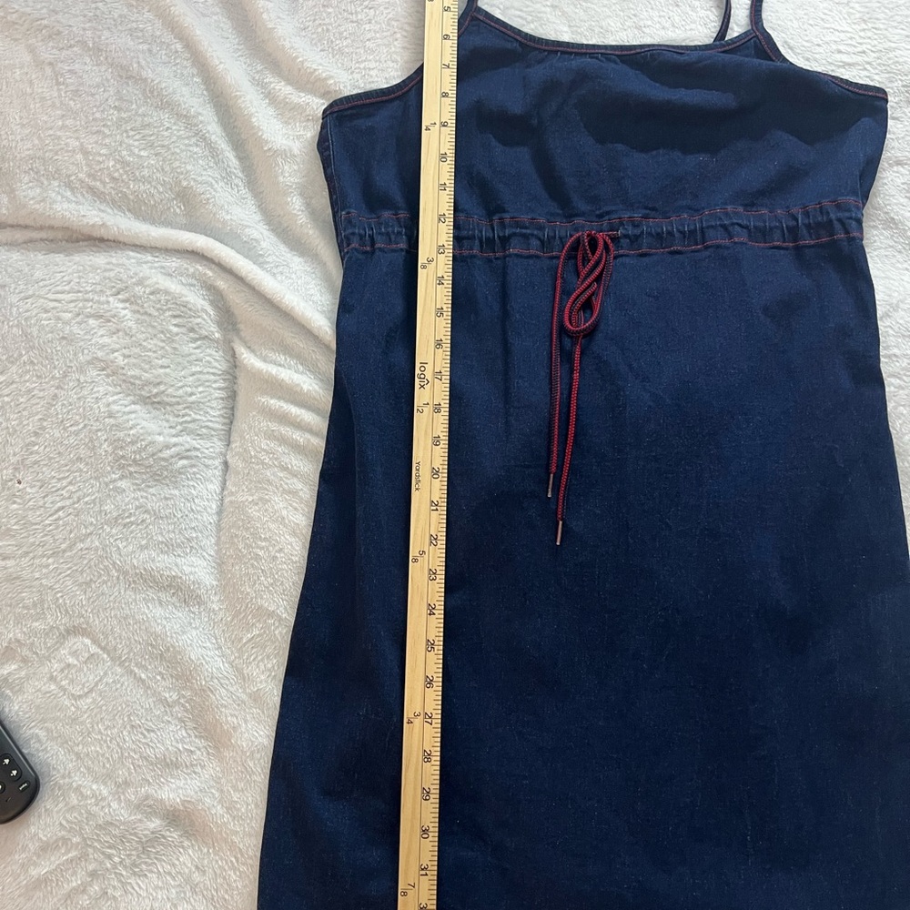 Women’s Navy Denim Mini Dress with Contrast Stitching xl - Picture 4 of 4